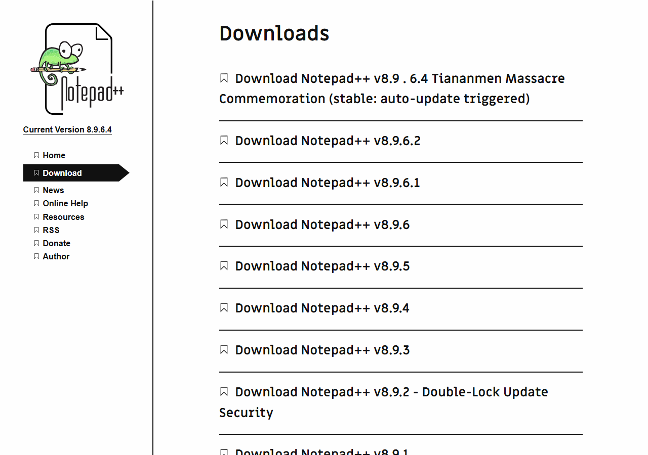 Notepad++ 공식 페이지 화면